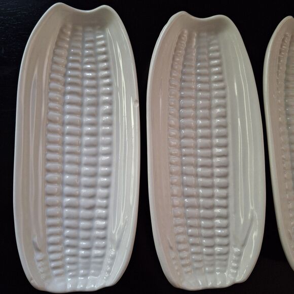 Bordallo Pinheiro White Ceramic Corn Cob Holders set of 4 Made in Portugal - Picture 5 of 12